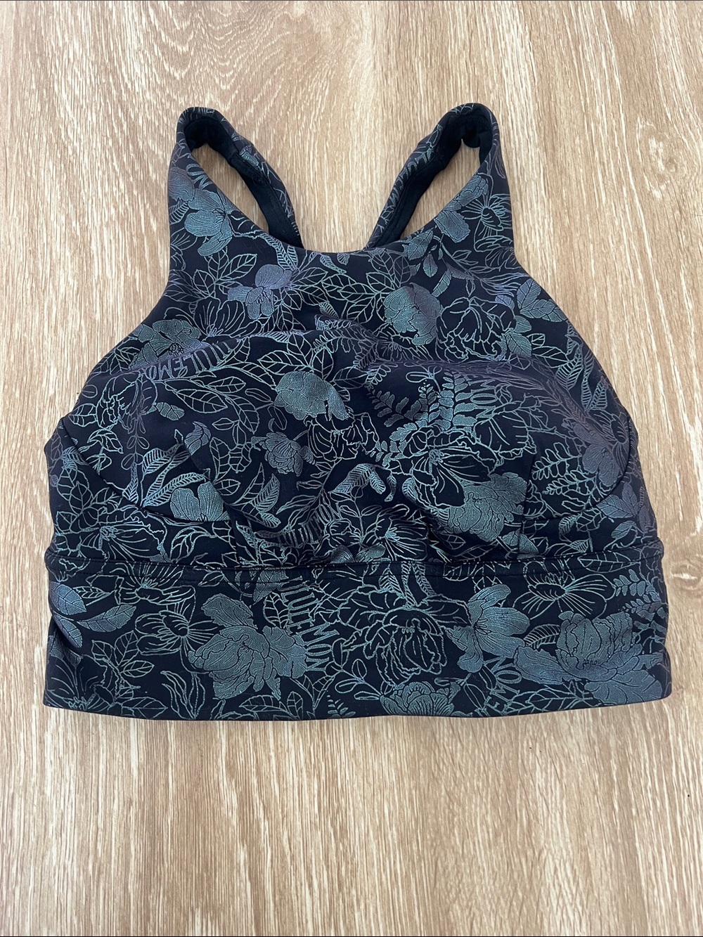 lululemon athletica Black Floral High-Neck Crop Sports Bra